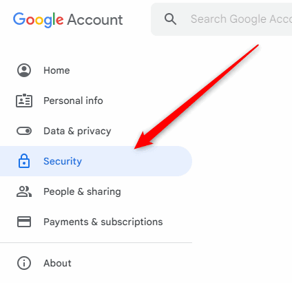 google account security option