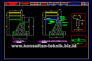 Gambar Jembatan Gelagar Beton Bertulang Balok T Kelas B Bentang 13 Meter Format DWG Autocad 02