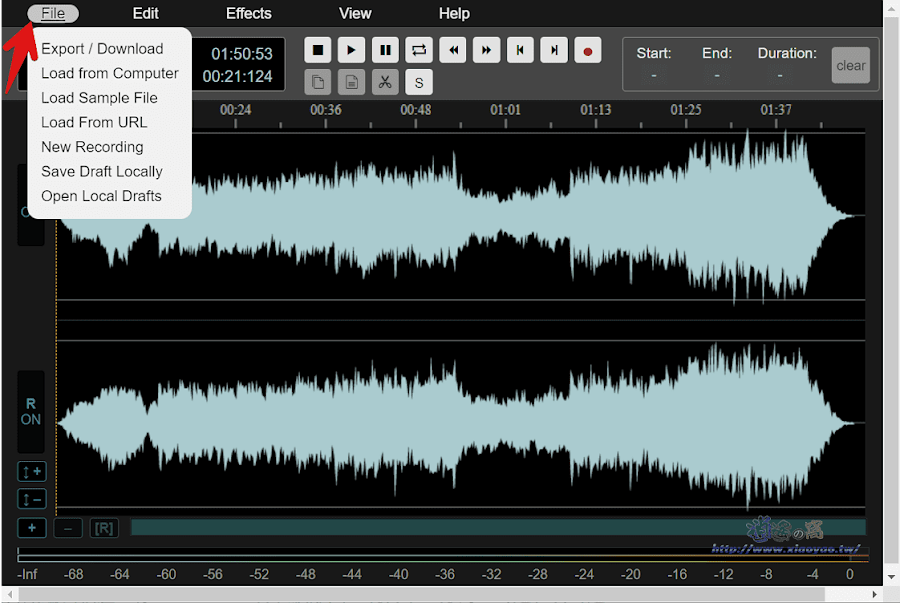 AudioMass 線上剪輯音訊檔案