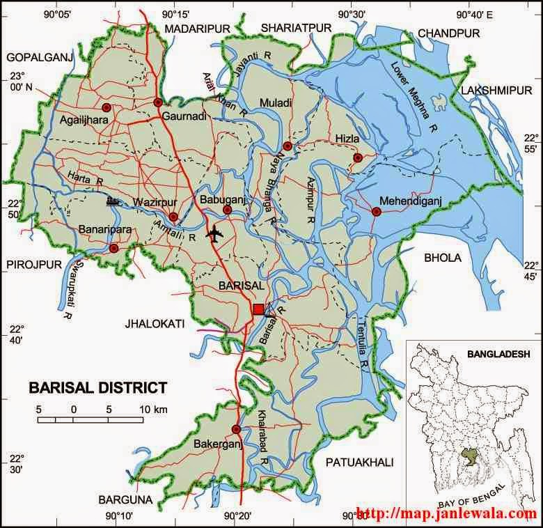 barisal zila map of bangladesh