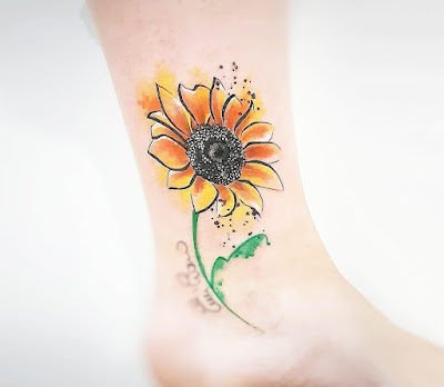 Watercolor Sunflower Tattoos