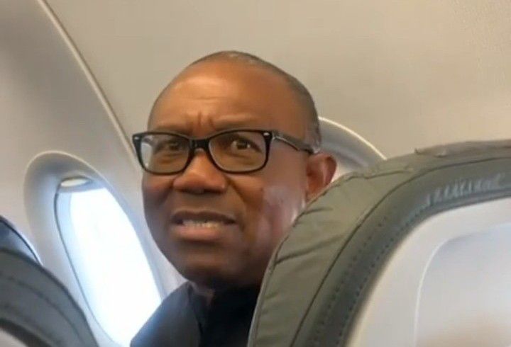 Peter Obi having conversations freely with people on plane (Video)