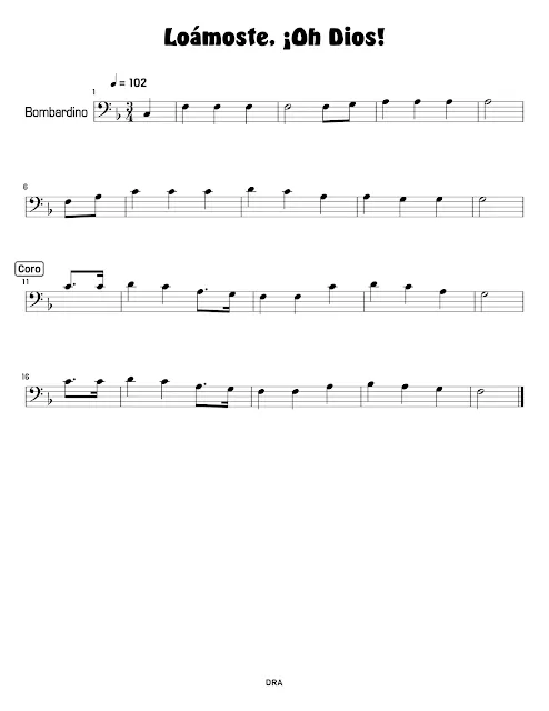 Loámoste, Oh Dios | Partitura gratis para bombardino (euphonium) | Partitura gratis en JPEG y PNG de 'Loámoste, Oh Dios' - Himnario Adventista -Descarga e imprime esta partitura para tu instrumento.
