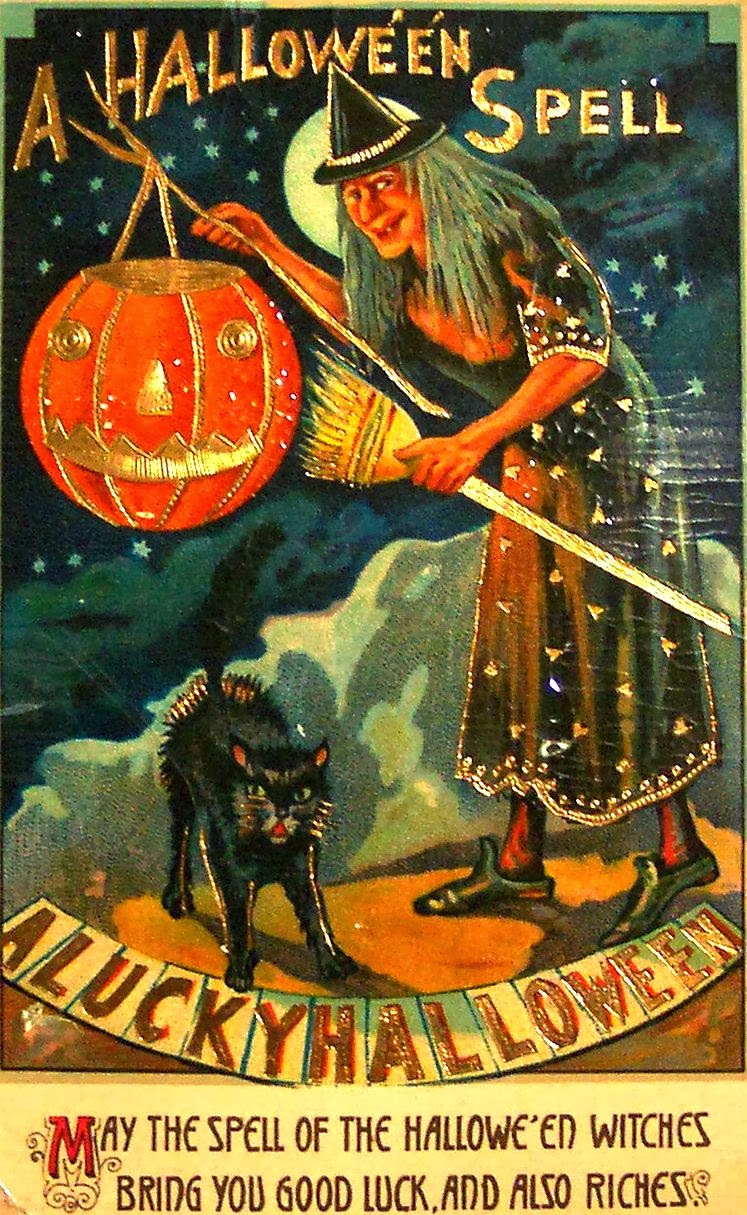 Vintage Halloween Witch Postcards, c. 1900's ~ vintage 