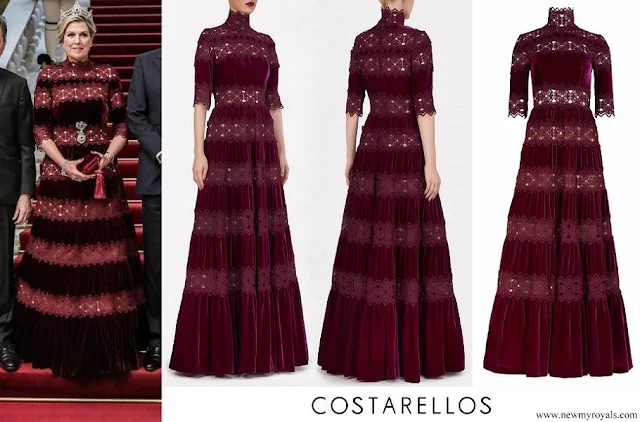 Queen Maxima wore Costarellos Lissie Silk Velvet Gown