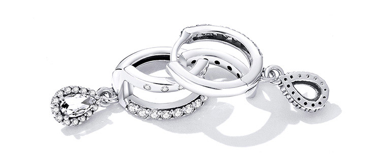 耀眼綺麗 925純銀雙扣造型鋯石耳環
