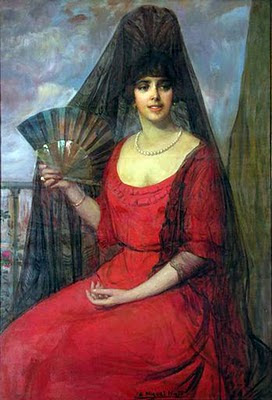 Dama española con abanico, Anselmo Miguel Nieto, Pintura Española, Pintores Españoles, Pintor Español