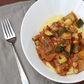 Slow Cooker Ratatouille over Goat Cheese Polenta