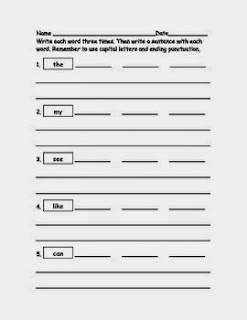 http://www.teacherspayteachers.com/Product/Word-Wall-Words-Sight-Words-Sentence-Writing-Pack-1-560184