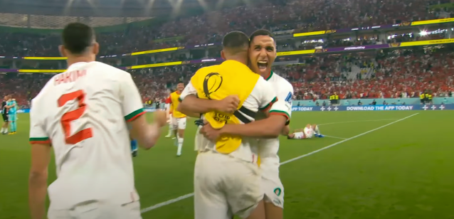 moroccan players celebrating their victory against canada