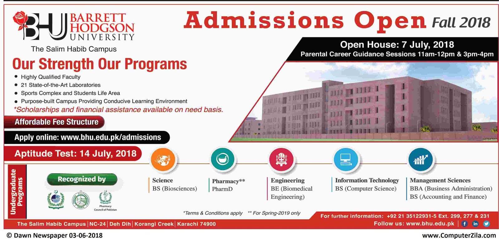 Barrett Hodgson University Admissions Fall 2018