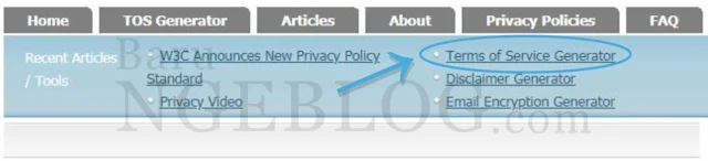 Cara Mudah dan Cepat Membuat Terms of Service (TOS)  di Blog Secara Online