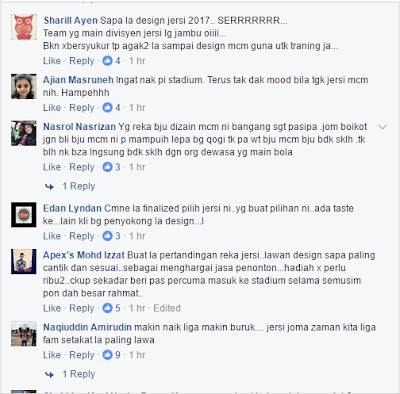 Komen peminat mengenai jersi Penang 2017