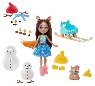 ENCHANTIMALS - Guerra de muñecos de nieve : Muñeca Sharlotte Squirrel & ardilla Walnut | Mattel | TOY - JUGUETE OFICIAL | Snowman Face-Off