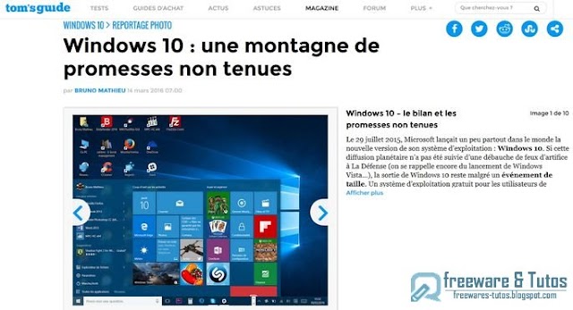 Le site du jour : Les fausses promesses de Windows 10