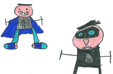 Super hero and the bad guy