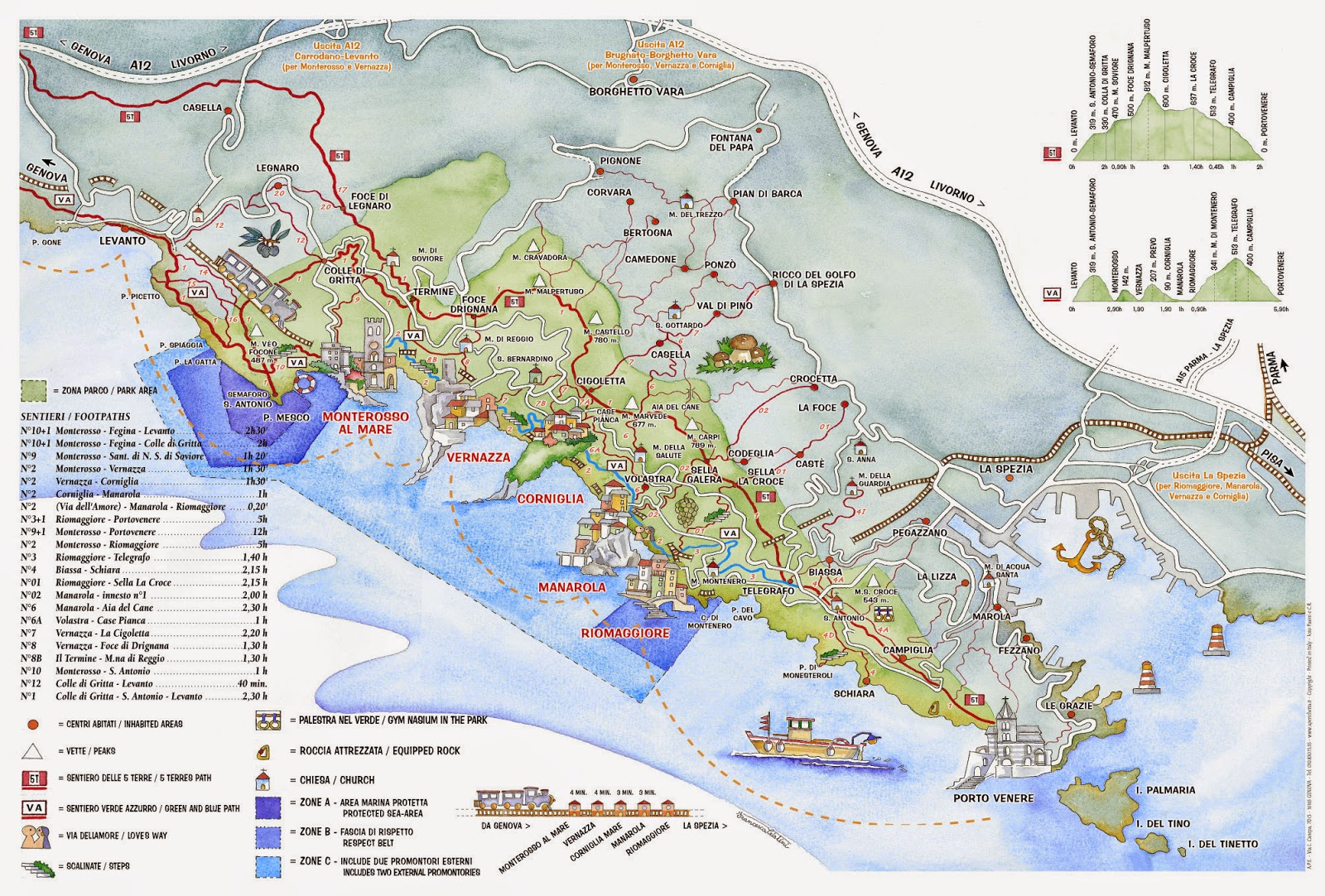 Map of Cinque Terre, RioMaggiore, Italy