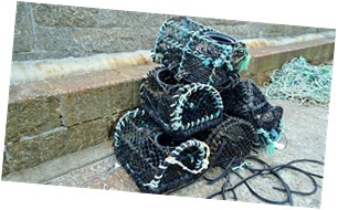 Lobster pots on the pier.