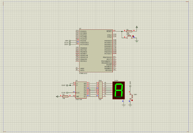 ATMega32 SN74HC164 Seven Segments Display And Switch Interfacing