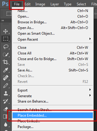 Choose File>Place Embedded.