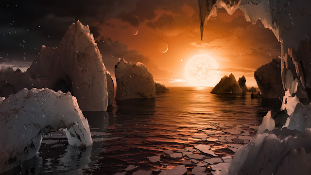 Artist’s impression of the surface of the exoplanet TRAPPIST-1f