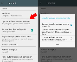 cara menonaktifkan auto update aplikasi