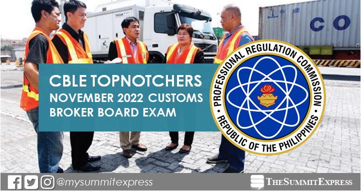 CBLE RESULT: November 2022 Customs Broker board exam top 10 passers