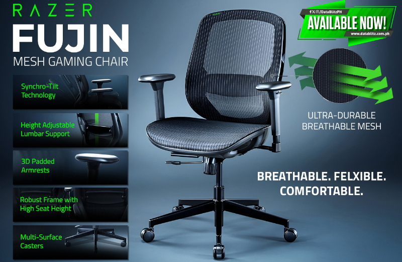 Razer Fujin mesh gaming chair now official in PH, priced at PHP 37,995!