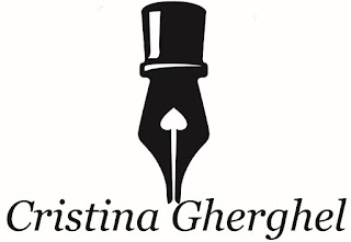 black fountain pen graphic with Cristina Gherghel writing