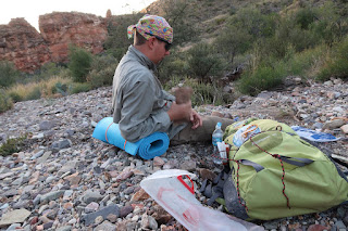 Jack eating his XMRE on before setting up camp