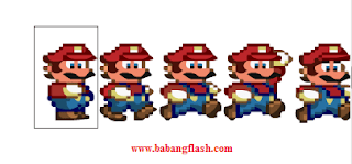 Block image mario yang pertama, klik kanan > convert to symbol > movie clip, perhatikan gambar dibawah ini.