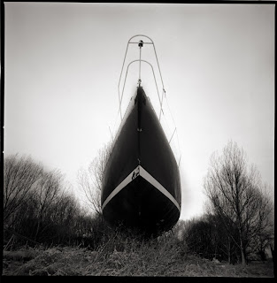 Utah Lake Sailboat - Black and white Seascape