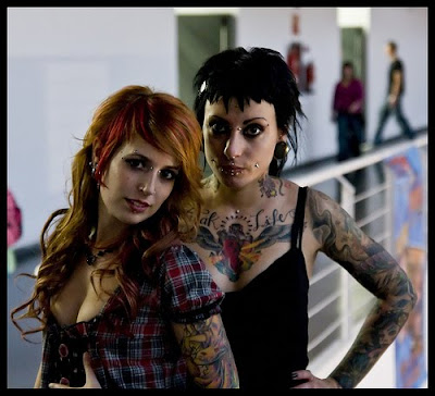 crazy tattoo twin sexy girls