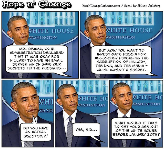 obama, obama jokes, political, humor, cartoon, conservative, hope n' change, hope and change, stilton jarlsberg, russia, hacking, investigation, asshole, hillary, election