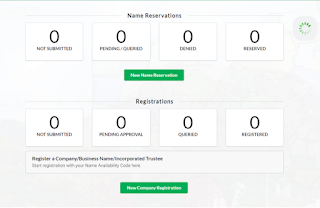 CAC dashboard. You can reserve your business name from here