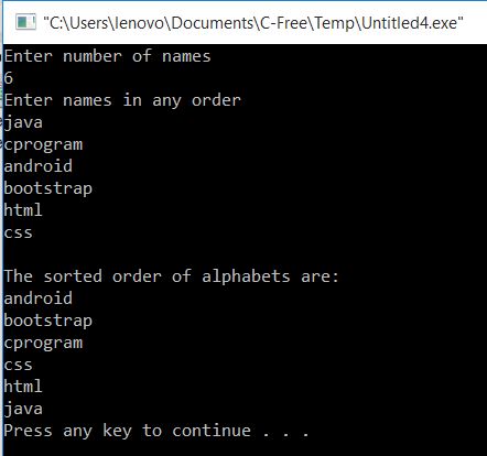 All C Programs: Program 109:To Sort names in Alphabetical ...