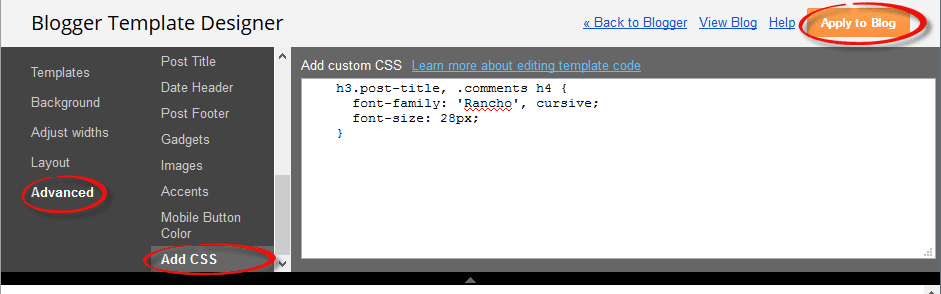 How To Upload and Use Custom Fonts in Blogger 6 css, blogger template designer