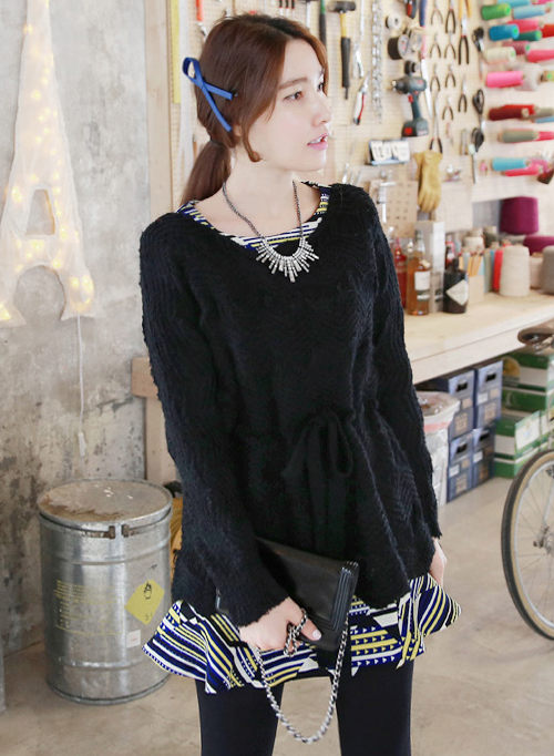 Belted Knit Blouse