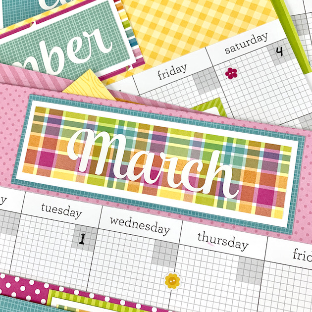 12x12 Cute and Crafty Calendar Scrapbook Page Layouts