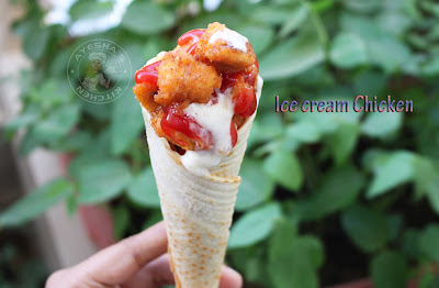 Ayesha's kitchen chicken recipe ice cream chicken starter youtuber ayesha malayalam vlogger blogger chicken lollipop icecream cone recipe crispy perfect cone 