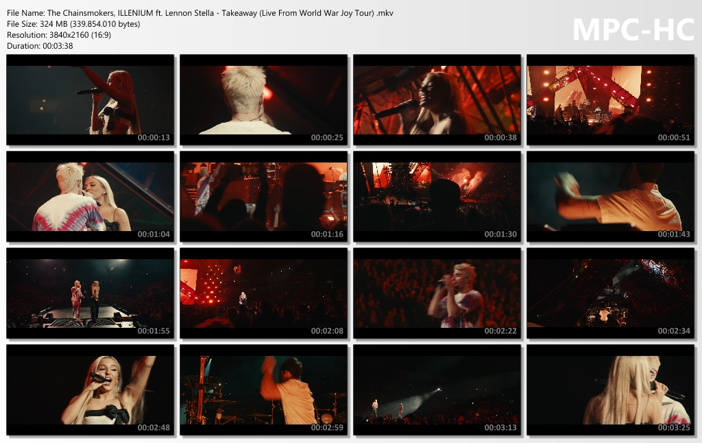 The Chainsmokers, ILLENIUM ft. Lennon Stella - Takeaway (Live From World War Joy Tour) [4K-2160p MKV VP9 AAC]
