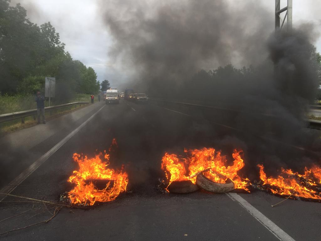 Manifestantes cortaron tránsito en Ruta 5 Sur comuna de Frutillar