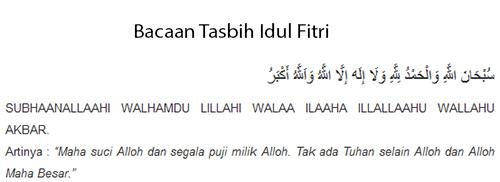 Bacaan Tasbih Idul Fitri