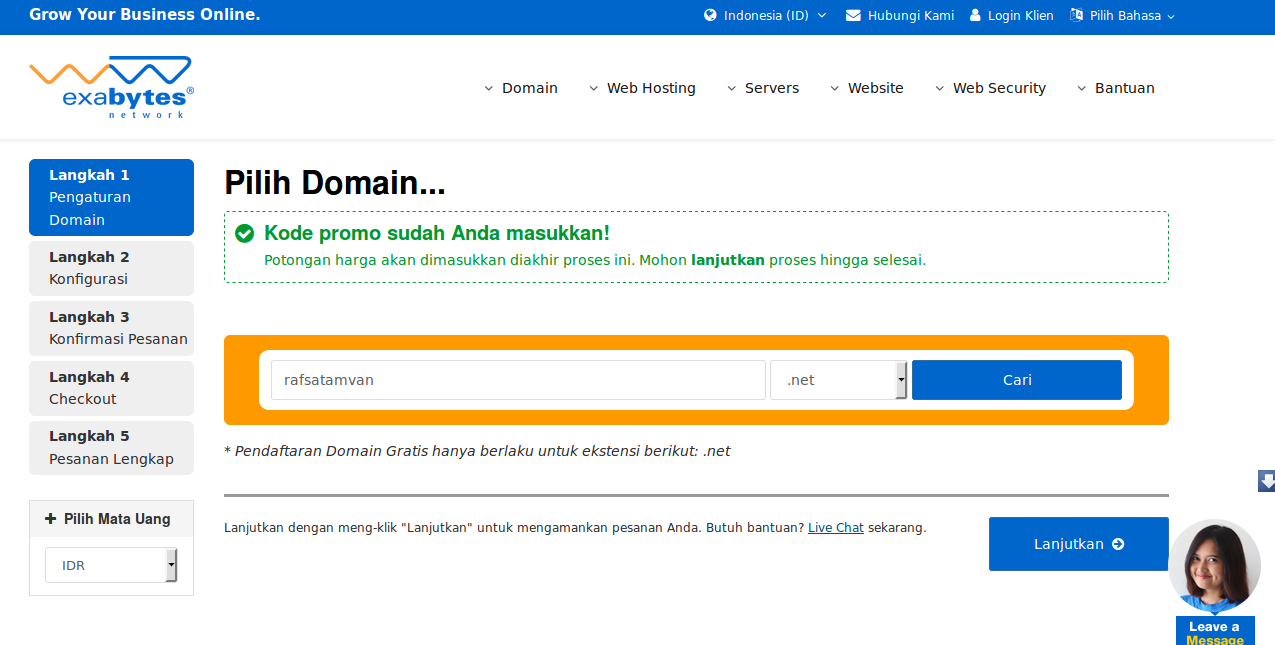 Cara Mendapatkan Domain .Net Gratis dari Exabytes - Rafsablog