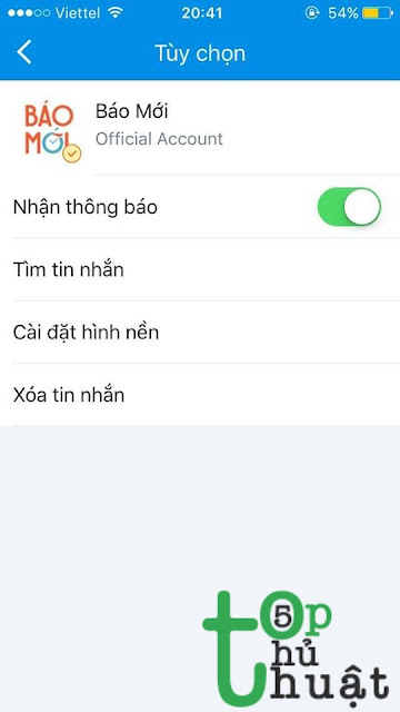 Thủ thuật từ chối nhận tin nhắn từ Official Account trên Zalo