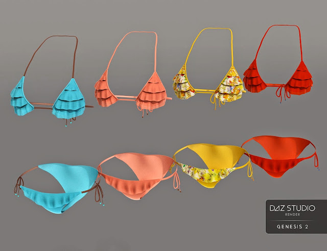 3d Models Art Zone - Frilly Triangle Bikini for Genesis 2 Female(s)