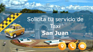 servicio de taxi y paisaje caracteristico en San Juan
