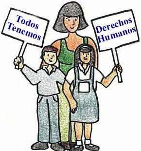 Dibujos de escolares con carteles alusivos a los derechos humanos