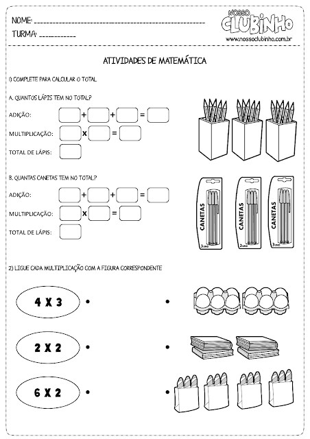 Atividades matemática 2 ano fundamental multiplicação