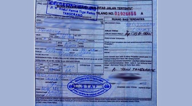 Arti Warna Jenis Surat Tilang Polisi